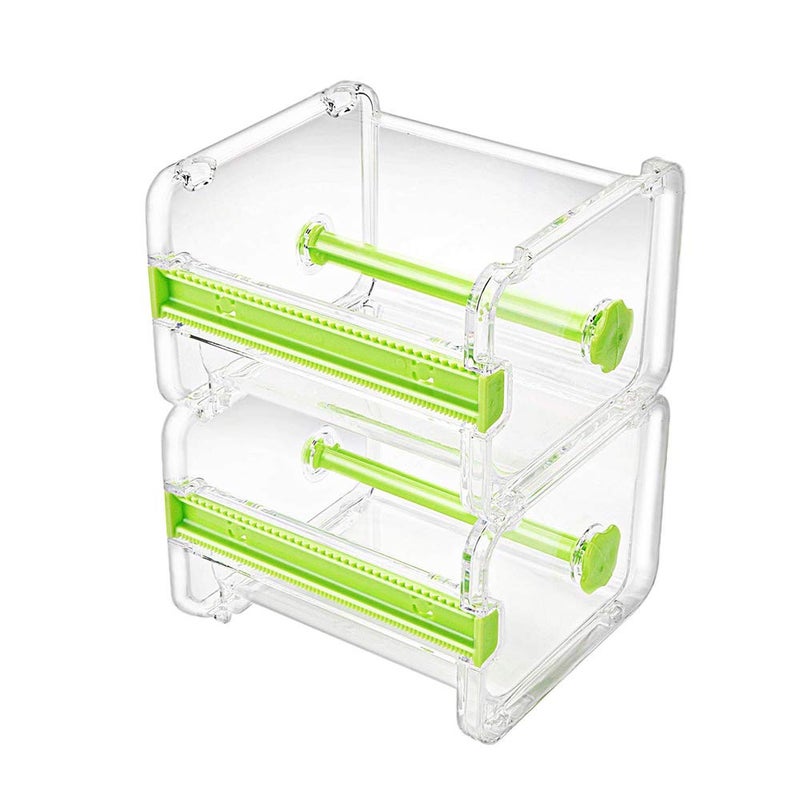 molshine 2 Pack Transparent Desktop Multi Washi Masking Tape Storage Dispenser,Tape Cutter,Tape Roll Holder (Not Include Masking Tape) (Green) - Image 1